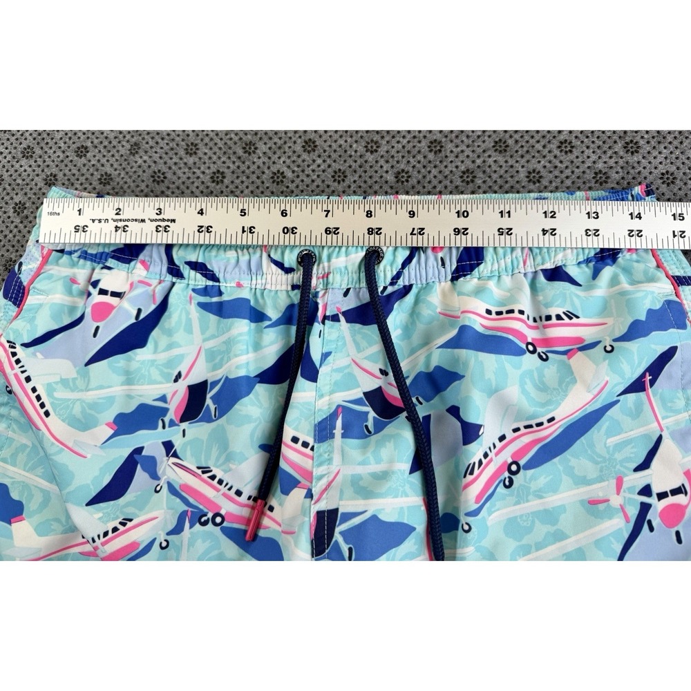 Vineyard Vines Swim Trunks Mens Small Blue Airplane Print Mesh Lined Drawstring - Picture 7 of 7